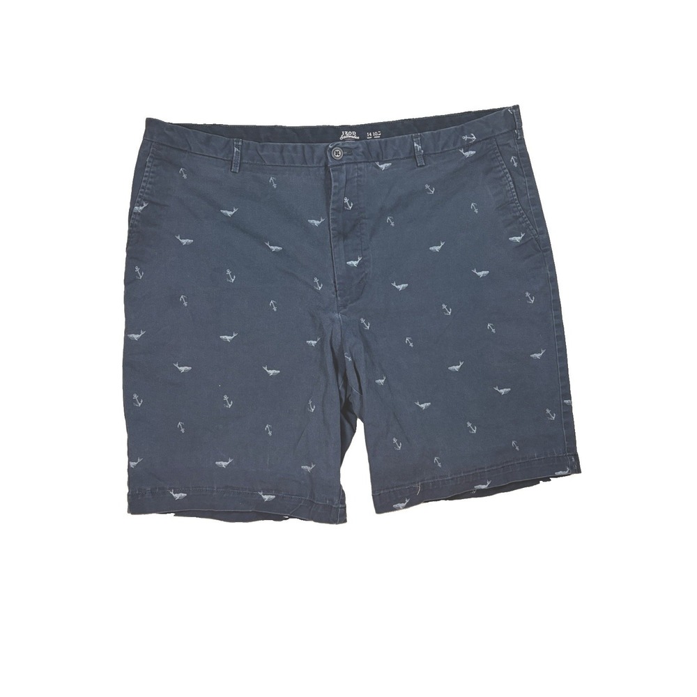 Izod Saltwater Shorts Men's 44" Blue Whale Anchor  Stretch Fisherman Coastal